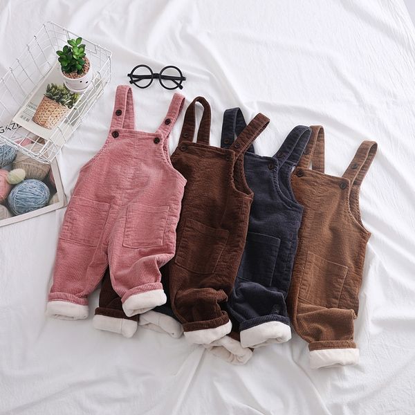 

winter 2020 children's plus velvet 0-3 years old baby cotton belt pants korean style elastic corduroy wick wick belt pants, Blue
