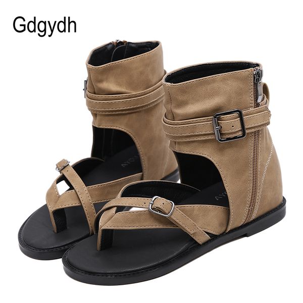 

gdgydh women summer sandals flip-flop side zip ladies flat casual shoes ankle wrap elegant rome summer shoes black good quality