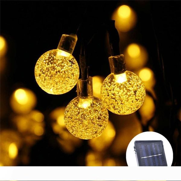 20 LED 5M Sfera di cristallo Lampada solare Potenza LED Stringa Lucine Ghirlande Decorazioni natalizie da giardino per esterni