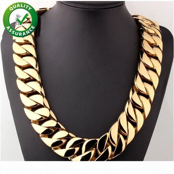 

stainless steel jewelry hip hop designer necklace 31mm super heavy curb cuban boys mens chain gold tone 316l punk necklace luxury cuban link, Silver