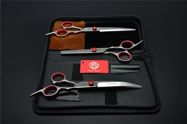 

hair scissors 3pcs suit 7.0'' 19.5cm pets professional hairdressing cutting shears + thinning +down curved z3001