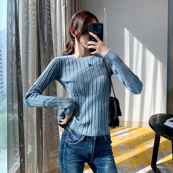 

2020 женских новая камвольная тонкая ветвь смешивается круглый трикотаж шея пит трикотаж с длинным рукавом свитера базы рубашки для женщин, White