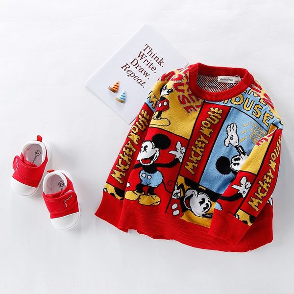 

children's 2019 newcartoon children's pullover sweater sweater spring autumn knitted pullover new year mounted new year paragraph, Blue