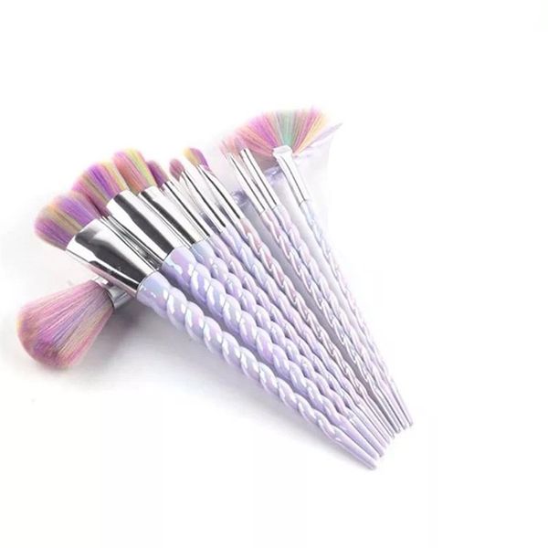 

makeup brush set unicorn bristle made of nylon brushes kit plastic spiral handle cosmetic beauty accessories face tool 11af b2