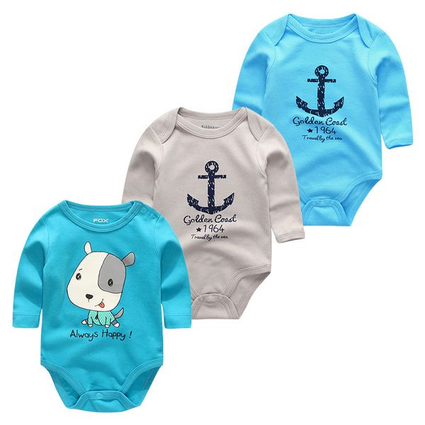 

cotton 3 6 9 12 18 24months round collar stripe long sleeves boys and girls clothing bodysuit baby clothes, Blue
