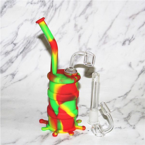 Tragbare Shisha-Silikon-Fass-Rigs für Bubbler Dry Herb Unbreakable Water Percolator Bong Smoking Oil Concentrate Pipe DHL