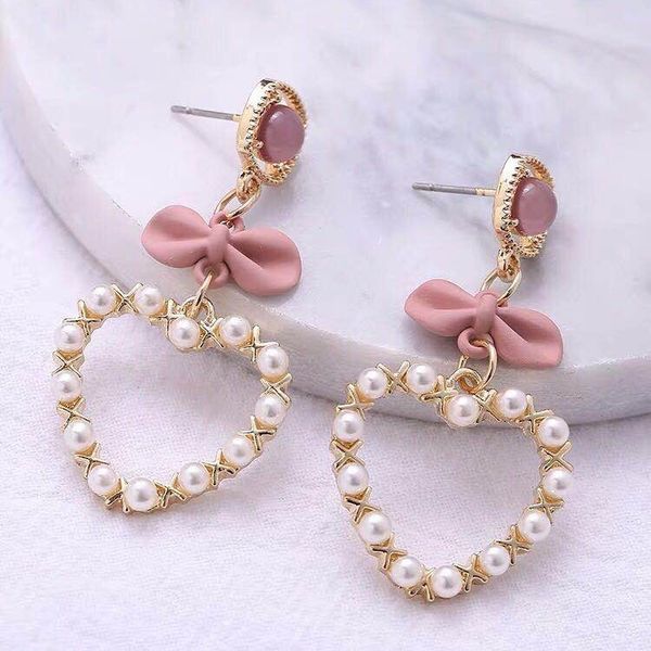 

latest heart hollow women earrings fashion lovely charm lady pendant stud birthday gift for girls trendy earring jewelry, Golden