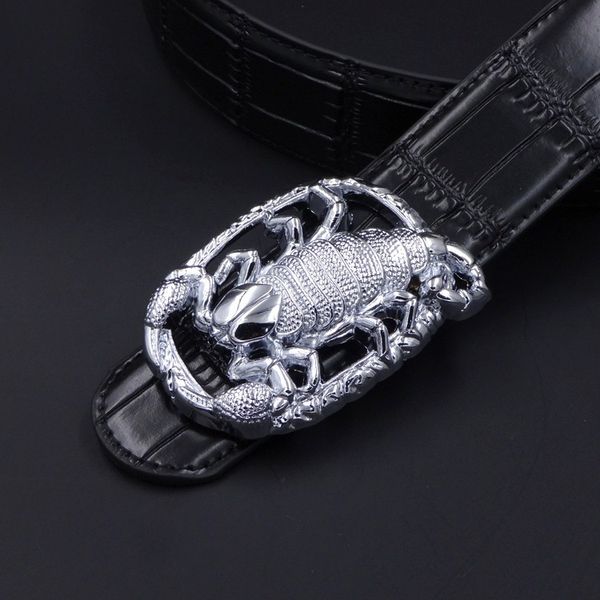 

125cm men scorpion belt smooth buckle bamboo band casual belt, Black;brown