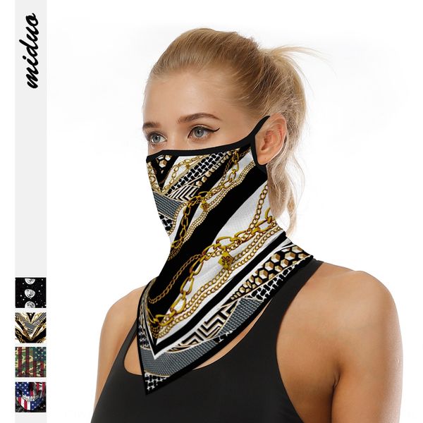 

chain digital printing outdoor sports riding mask multi-functional pullover scarf outdoor sports triangle towel triangle towel, Black