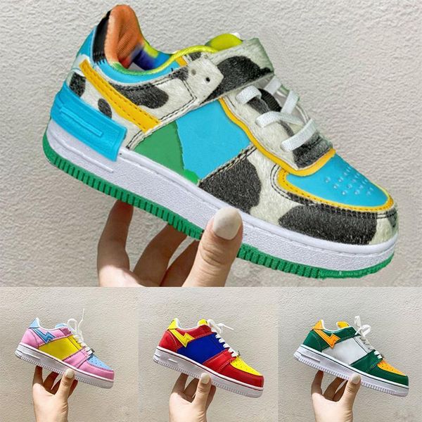 

ice cream chunky dunky yellow childrens concepts baped stas x aforce 1 footwear one trainers kids sport shoes boy girls 1 sneakers, Black