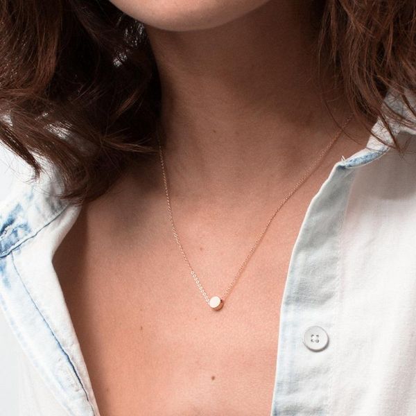 

visunion 316l stainless steel necklace fashion long chain coin jewelry glossy round circle charm rose gold silver color necklace