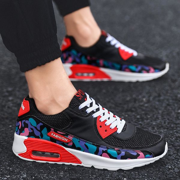 

2020 hommes course chaussures de sport dÃ©contractÃ© maille baskets coussin d'air lÃ©ger respirant marche zapatos de hombre grande taille, Black