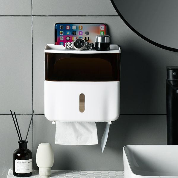 

multi functional tissue box plastic household living room creative paper towel rack roll storage toilet punching pape