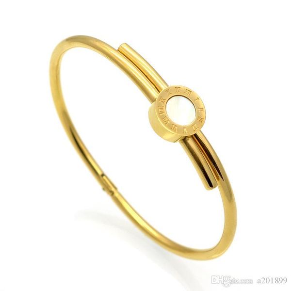 

316l titanium steel roman numerals bracelet for ladies shell bracelet jewelry, Black