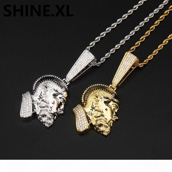 

nipsey hussle men's skull pendant necklace iced out gold chain gold silver cubic zirconia hip hop rock jewelry