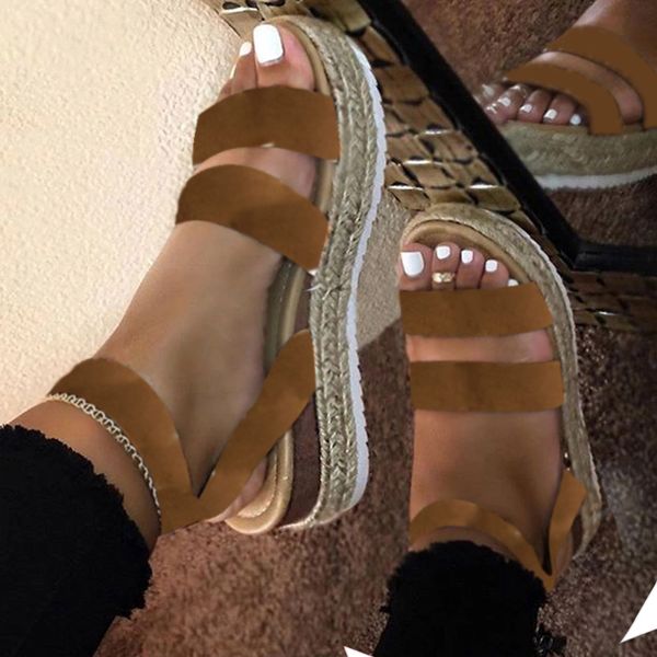 

2020 summer women's sandals leopard lady wedges shoes woman flat platform open toe buckle strap women sandals plus size fem, Black