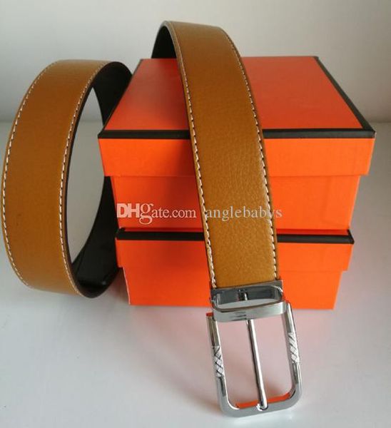 

pairs designer belts for men with the elliptical golden silver smooth buckle women belt accessory waist strap, Black;brown