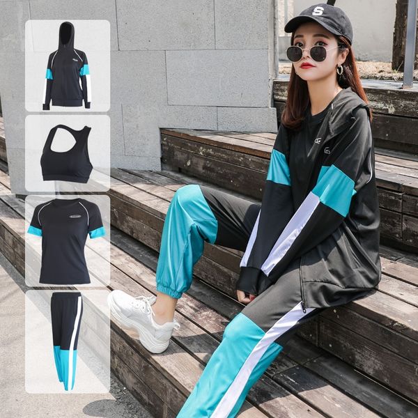 

fitness suit dance for women 2020 fashion new sports leisure loose large size gym running dance suit, White;black