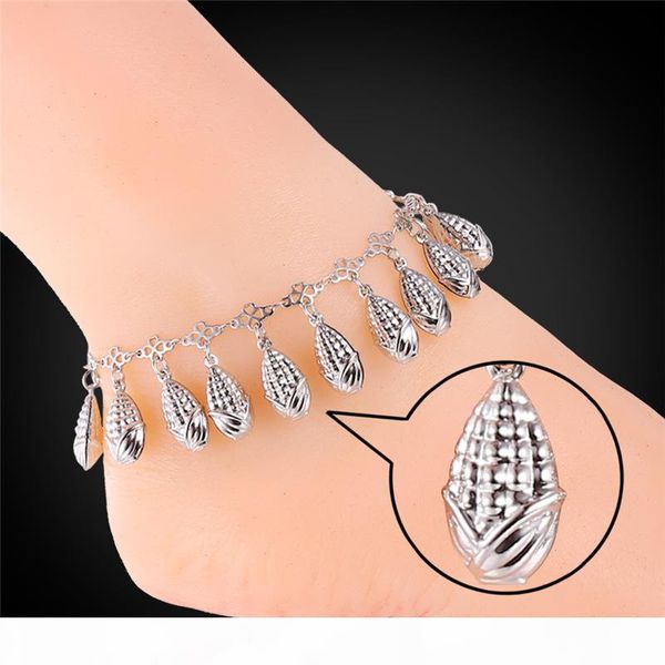 

women trendy corns charm bracelet 18k real gold platinum plated lovely kids jewelry ankle chains bracelets anklets, Red;blue