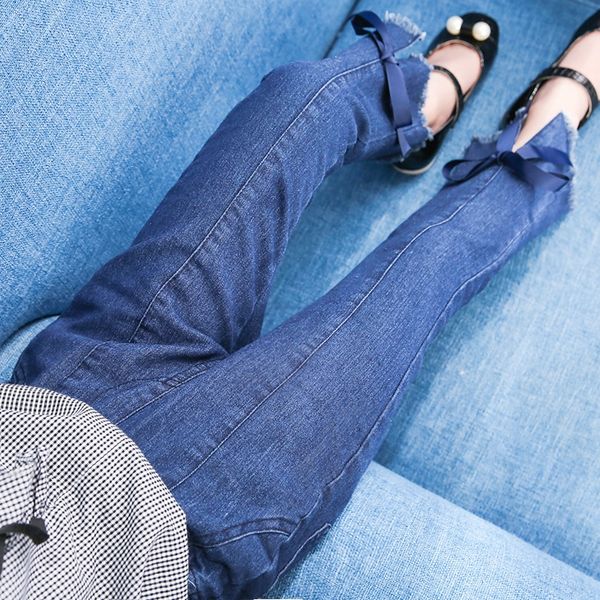 

w2mbe детская одежда 2019 сезона новый стиль girlskorean стрейч средних и крупных детских плотно плотные брюки джинсы джинсы и jeanspants, Blue