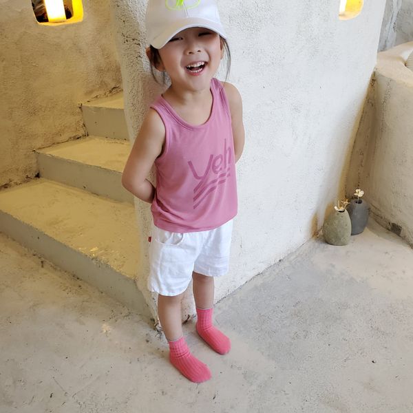 

first sight first love clookclove2020 new korean children's letter printing washing elastic factory vest vest, Blue