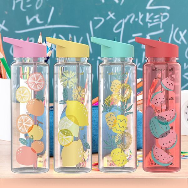 

700 ml space fruit water cup fruit printing cartoon food grade plastic water cup
