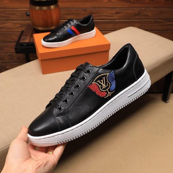 

2020s luxury design leather printed rubber sole sneakers fashion wild mens casual shoes men's banquet shoes size: 38-45, Black