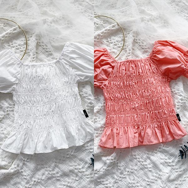

1jd1g clothing 2020 summer new bubble sleeve palace style wrinkle clothing children's children's girl's women's treasure, Blue