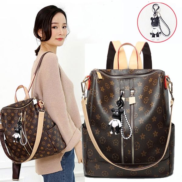 

women 2020 new large capacity bag fashion printing soft leather versatile backpack dual-use backpack fashion