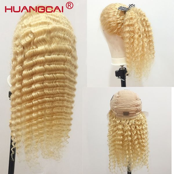 

613 blonde lace front wigs pre plucked malaysian deep wave 13*4 lace front human hair wig glueless remy hair wigs, Black