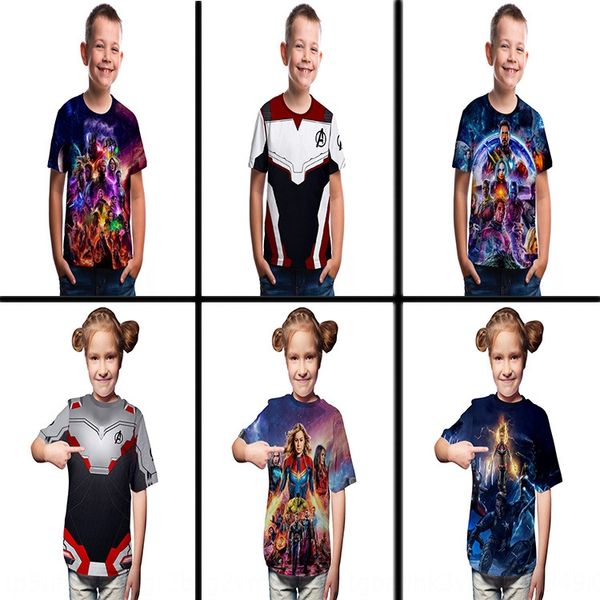 

avengers 4 quantum battle clothes 2019 new wear cosplay round collar wear t-shirt children's t-shirt children's clothing, Blue