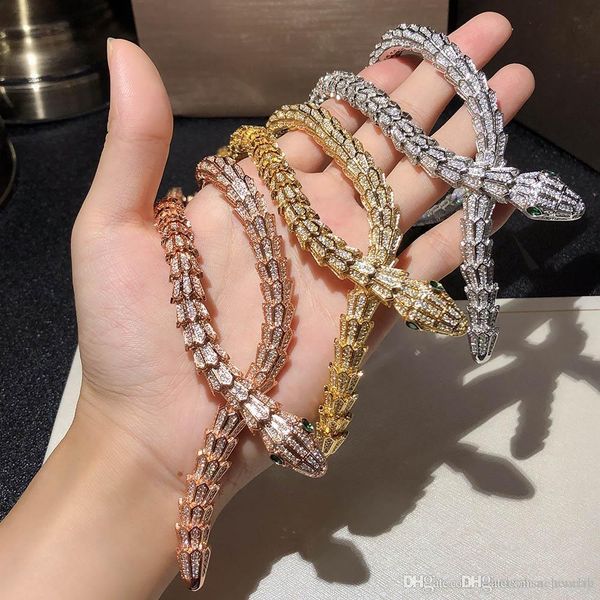 

python necklace jewelry for women snake pendants thick necklace necklace fine custom luxurious jewelry aaa zircon, Golden;silver