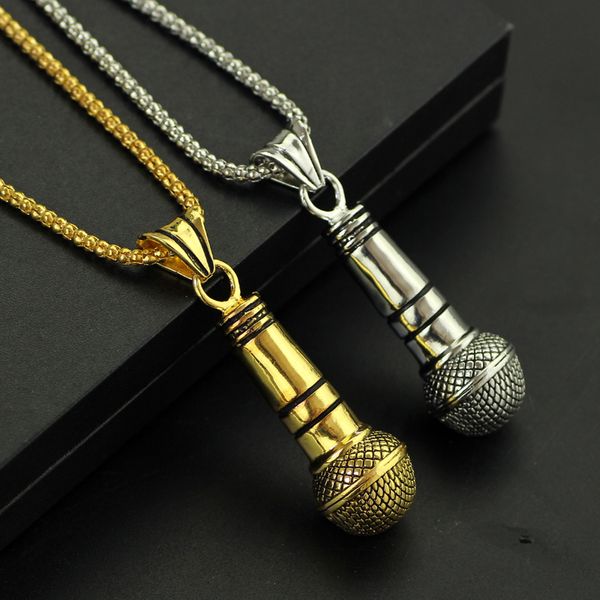 

fashion style friend microphone necklace & pendant men/women alloy gold color silver color jewelry rock hip hop chain colar