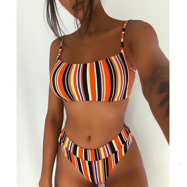 

bandeau stripe bikini 2020 new summer beachwear push up swimsuit female biquini high cut bathing suit women swimwear, White;black