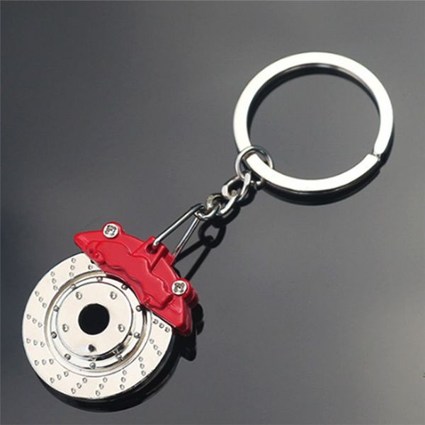 

cute metal auto parts disc brake keychain hub calipers key ring for car pendant key chain for men gift trinkets s142, Silver