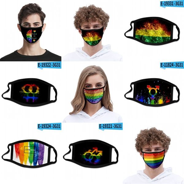 

3d color printing rainbow mask polyester ice silk fabric facemask lgbt homosexuals dustproof washable masks fashion reusable 2 2mlf b2