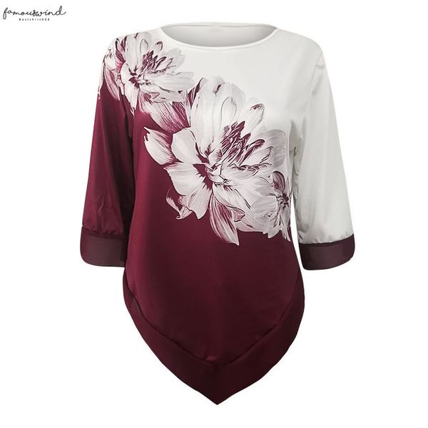 

fashion floral print blouse plus size casual autumn regular ladies loose o neck basic female women long sleeve shirt blusas pullover, White