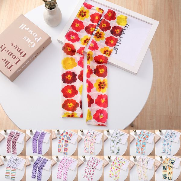 

new cute all-match riding sun protection uv protection printed colored mesh gloves and gloves sleeves, Black