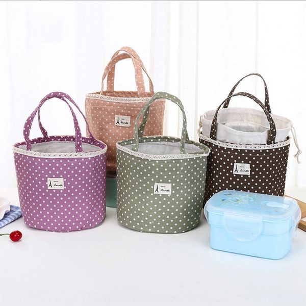 

zakka cotton linen water jade dot hand hand storage storage bag lunch box lunch bag