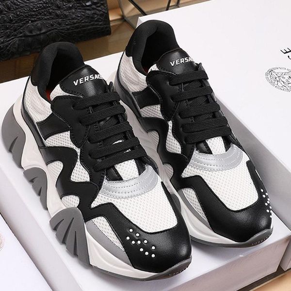 

new arrival mens shoes luxury designer outdoor walking shoes lace -up low plus size vintage men shoes squalo sneakers scarpe da uomo, Black
