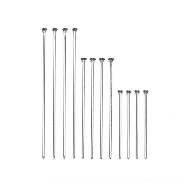 

100/bag wire diameter 0.7mm stainless jewelry steel t-shaped flat bottom bead needle jewelry needle 20-70mm, Silver