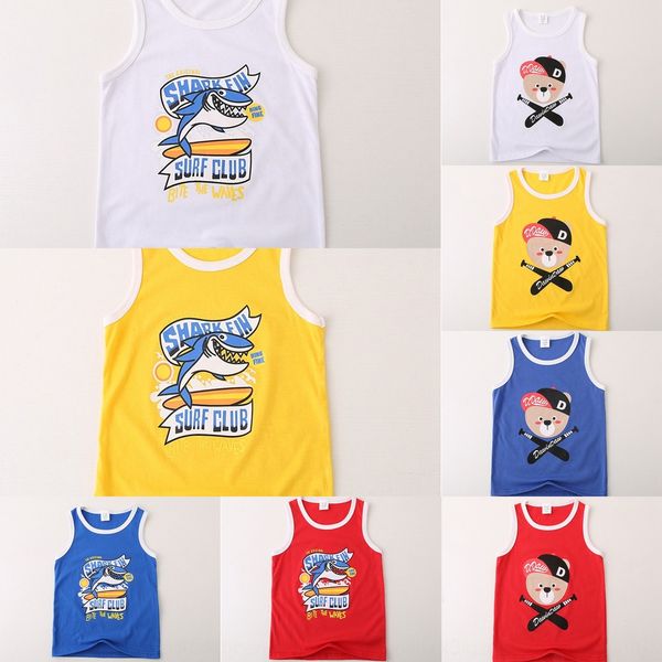 

clothing 2020 summer new baby children sleeveless boys and girls casual cartoon vest children's vest children's clothing, Blue