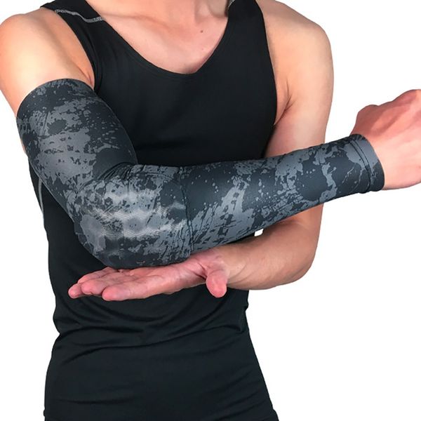 

elastic arm sleeve breathable anti-sweat anti-slip protective hand elbow protection cover outdoor sportswear accessories 1pcs, Black;gray