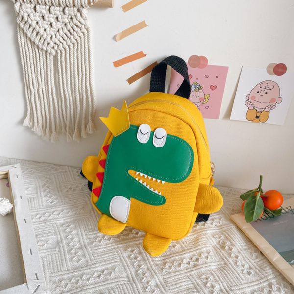 

nxykk children's 2-5 bag canvas backpack years old kindergarten schoolbag male and female baby dinosaur backpack cartoon cute canvas sc, White