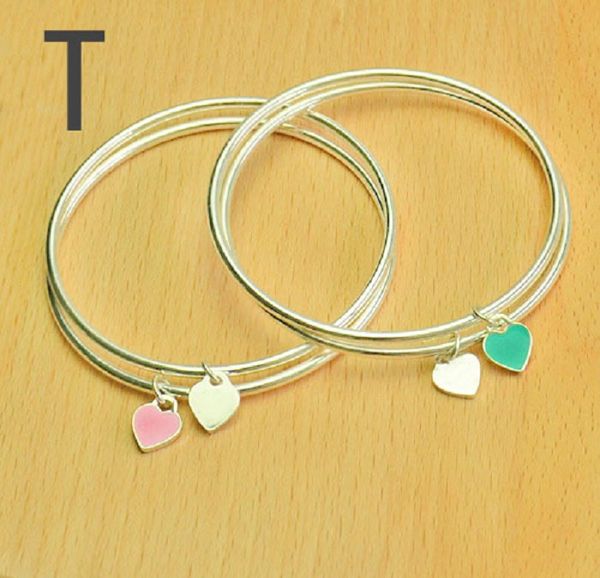 

american europe ins popular new fashion designer cute lovely heart charm bangle bracelet for woman girls, Golden;silver