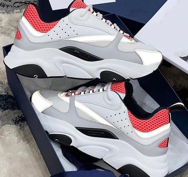 

2020 men b22 sneaker reflective sneakers platform shoes canvas calfskin trainers light blue women lace-up casual shoes with box, Black