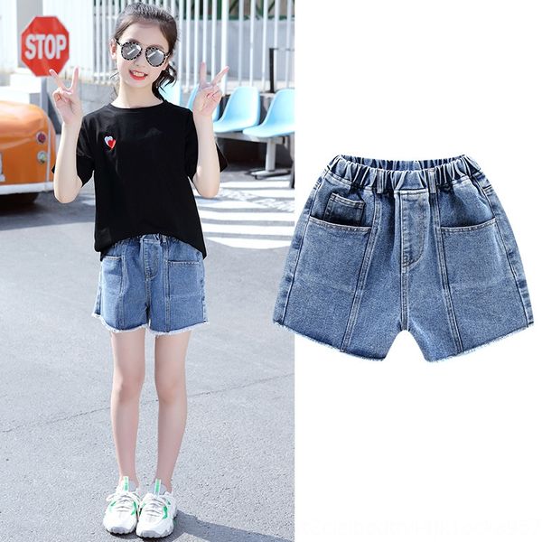

wisjn girls' denim shorts summer 2020 new medium and large children's thin fashionable fashionable shorts panty panty pants childr, Blue