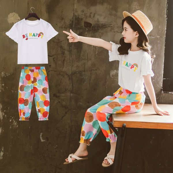 

girls suit 2020 new fashion printed anti-mosquito pants casual anti-mosquito pants two-piece set