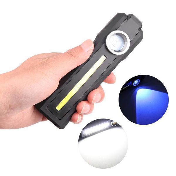 

led+cob purple light torch usb charging strong working folding lamp with magnet