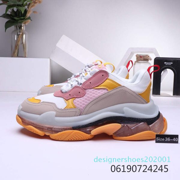 

nfactory wholesale 2019 womens casual shoes triple s clear sole fashion vintage kanye west old grandpa trainers luxury designer 36-40 cn10, Black